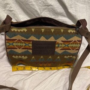 Pendleton Geometric Crossbody Bag in Brown and Blue